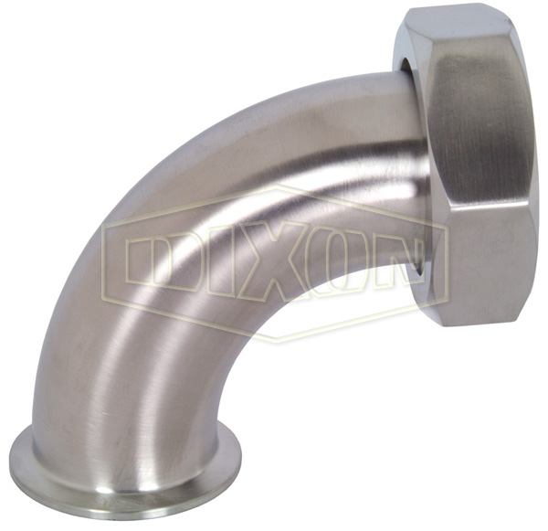 90° Clamp x Plain Bevel Seat with Hex Nut Elbow
